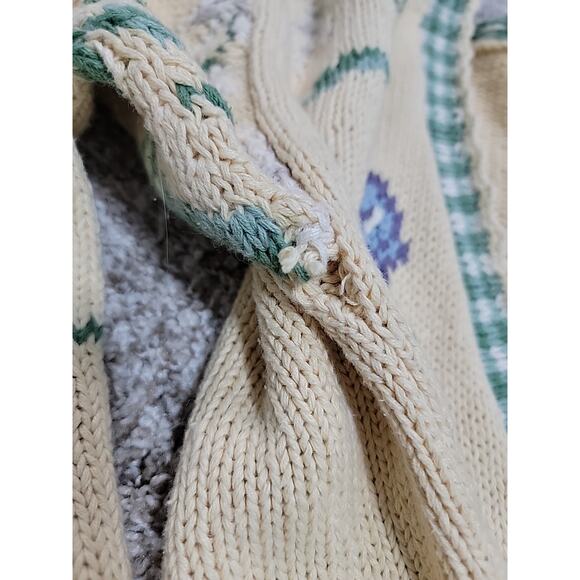 BUSHWACKER Vintage Cottagecore Floral V-neck Button Down Cardigan Sweater Sz M - Picture 11 of 12